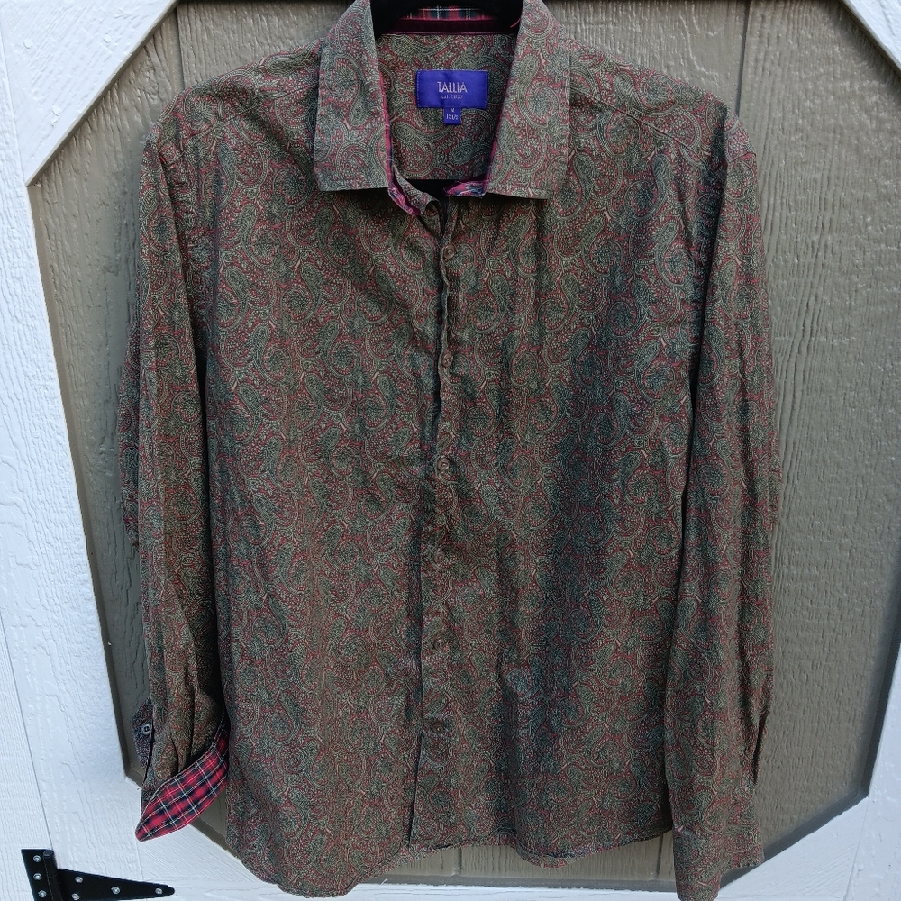 TALLIA Men's Paisley Button-Up Long Sleeve Shirt Size M 15 1/2